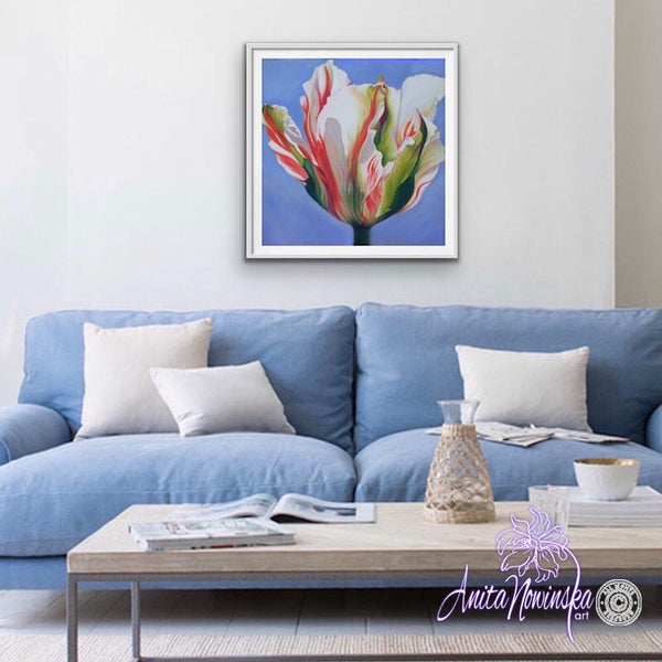 Gala- Harlequin Parrot Tulip Flower Painting