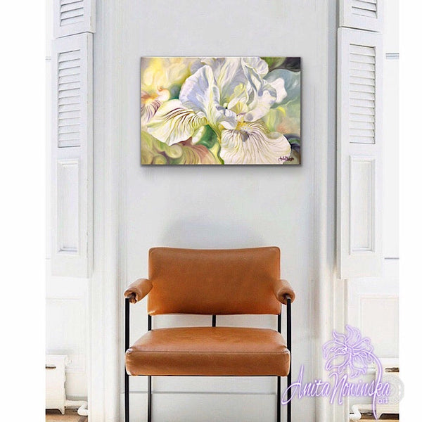 Awaken- Yellow Iris Flower Painting in oils