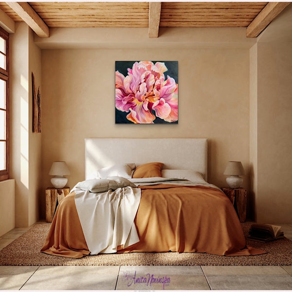 ‘Everything’- Big Tulip Flower Painting on Canvas