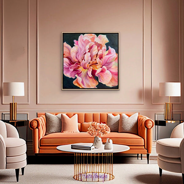 ‘Everything’- Big Tulip Flower Painting on Canvas