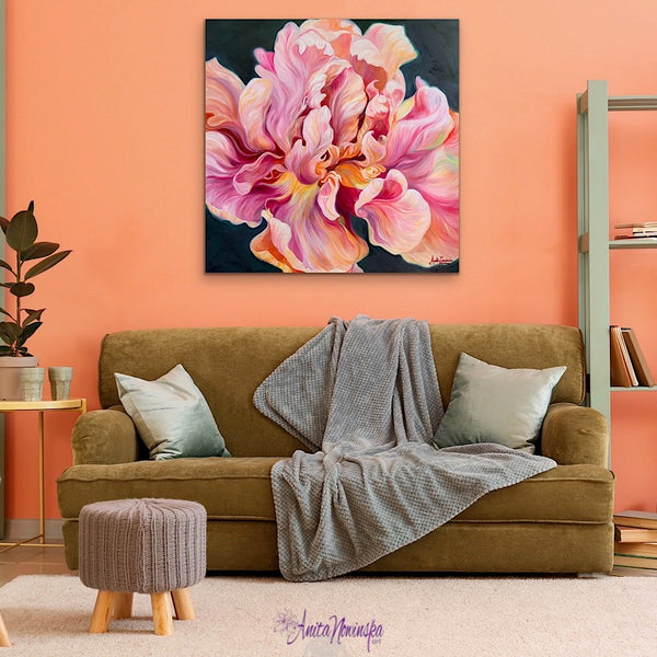 ‘Everything’- Big Tulip Flower Painting on Canvas