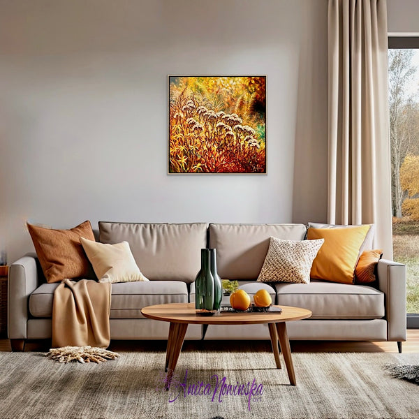 Manomaya- lanscape painting of an autumn garden with seed heads by Anita Nowinska