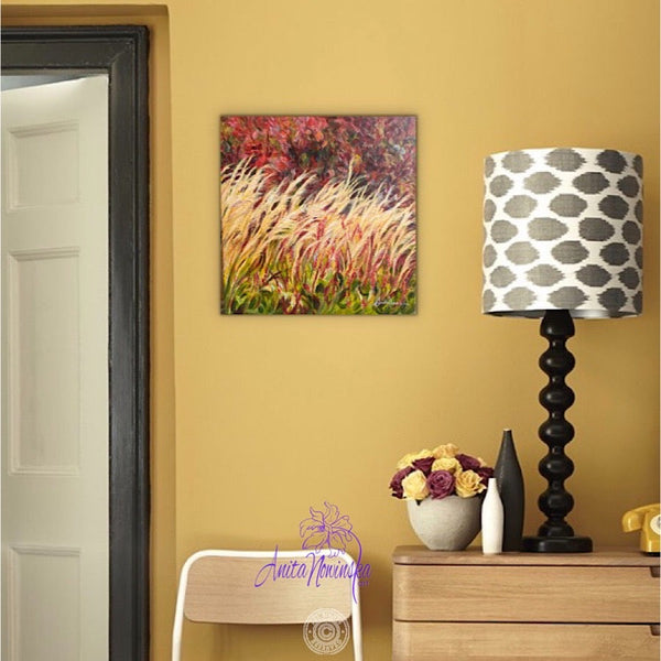 painting of autumn garden border with grasses by anita nowinska