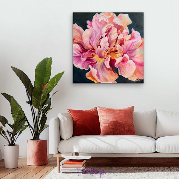 ‘Everything’- Big Tulip Flower Painting on Canvas