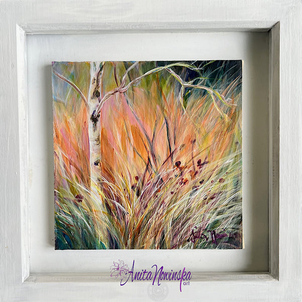 Framed 15cm Meadow & Seedhead paintings