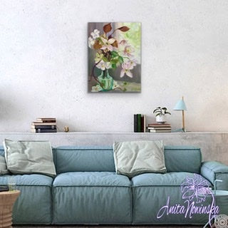 'Spring Gathering'- Still life with Clematis in Oils