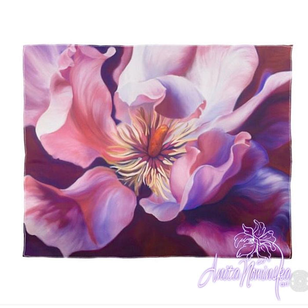 Sensation- Big flower painting of cerise pink magnolia grandiflora by Anita Nowinska