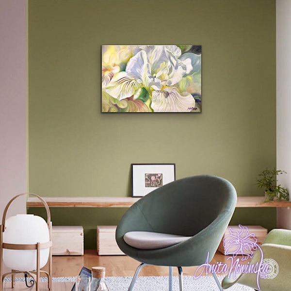 Awaken- Yellow Iris Flower Painting in oils