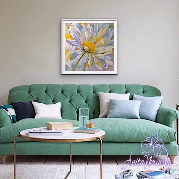 big flower painting of ox eye daisy by Anita Nowinska