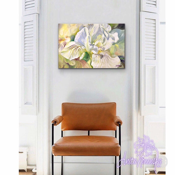 Awaken- Yellow Iris Flower Painting in oils