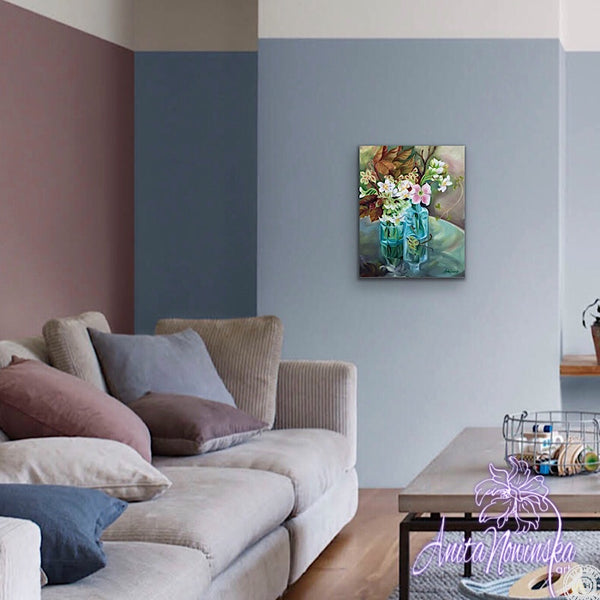 'Reflecting' - Still Life Flower Painting in Oils