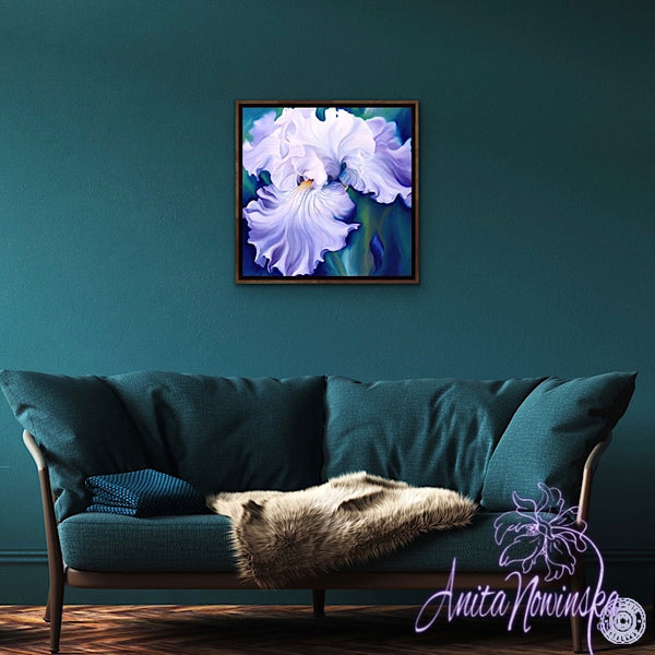 Romance i- Pale Blue Iris Flower Painting