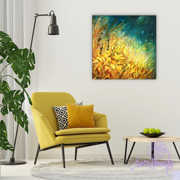 Passages III- Golden Meadow Nature Painting