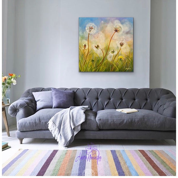 dandelion clocks meadow painting by anita nowinska