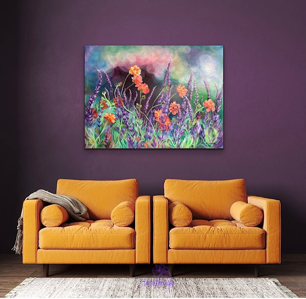 'Be True'- Geums & Salvia Garden Painting