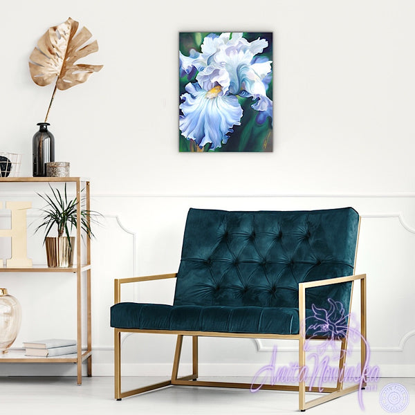 Romancer - Pale Blue Iris Flower Painting
