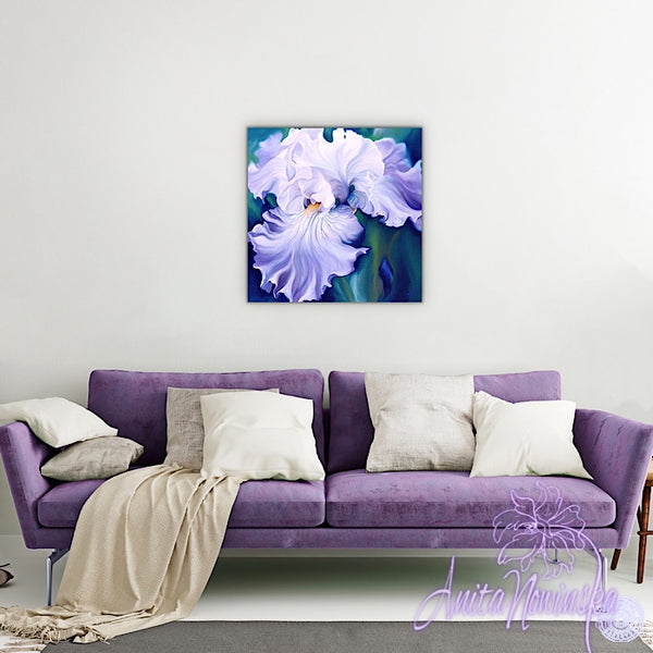 Romance i- Pale Blue Iris Flower Painting