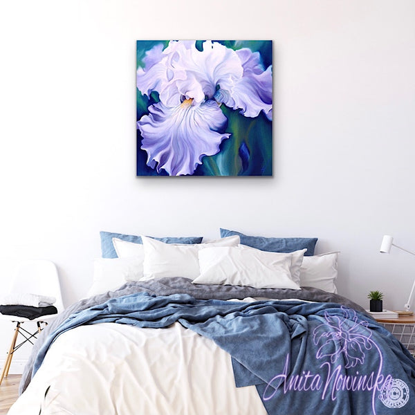 Romance i- Pale Blue Iris Flower Painting