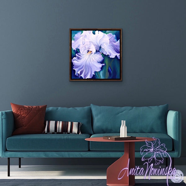 Romance i- Pale Blue Iris Flower Painting