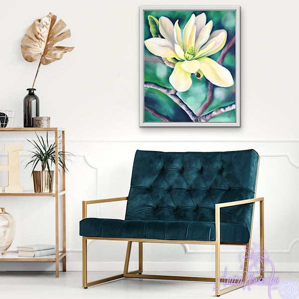 Elegance- White magnolia Flower Painting