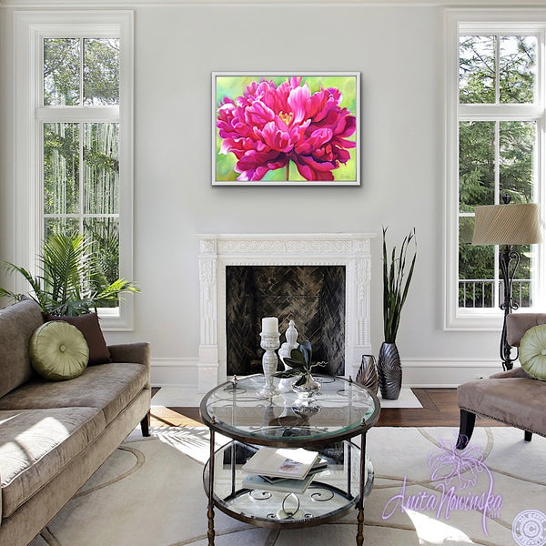 Confidence- Cerise Peony Flower Painting
