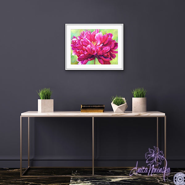 Confidence- Cerise Peony Flower Painting
