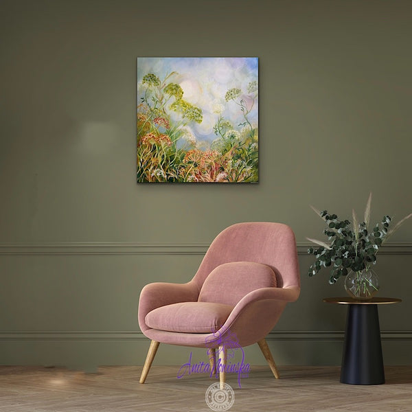 hedgerow wild flower painting by Anita Nowinska