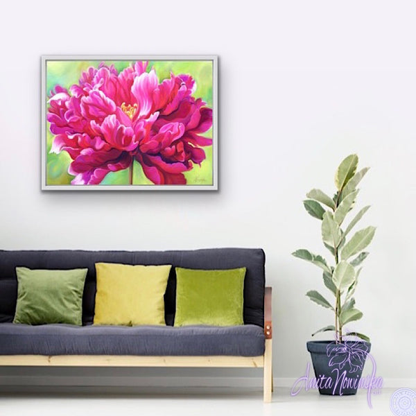 Confidence- Cerise Peony Flower Painting