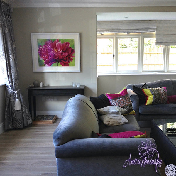 Confidence- Cerise Peony Flower Painting