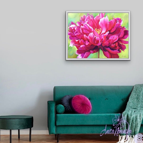Confidence- Cerise Peony Flower Painting