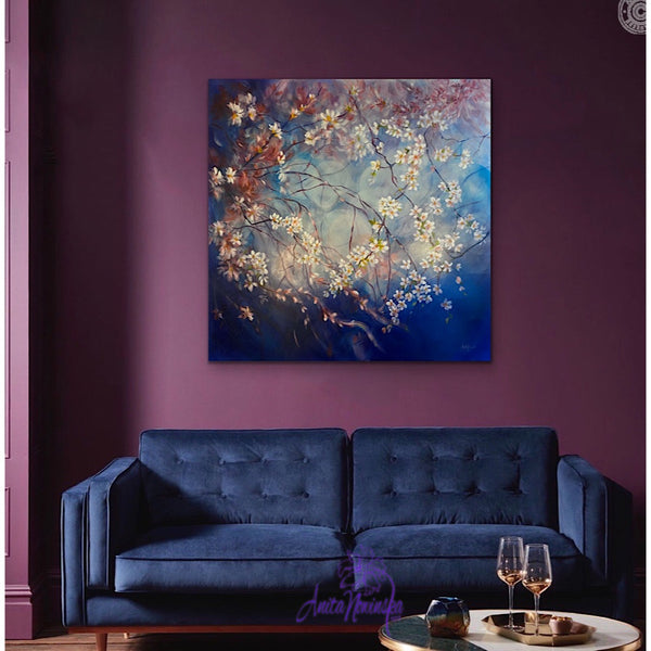 'Believe' - Big Spring Blossom Painting on Canvas