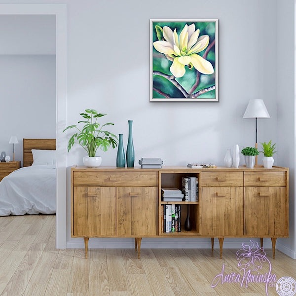 Elegance- White magnolia Flower Painting