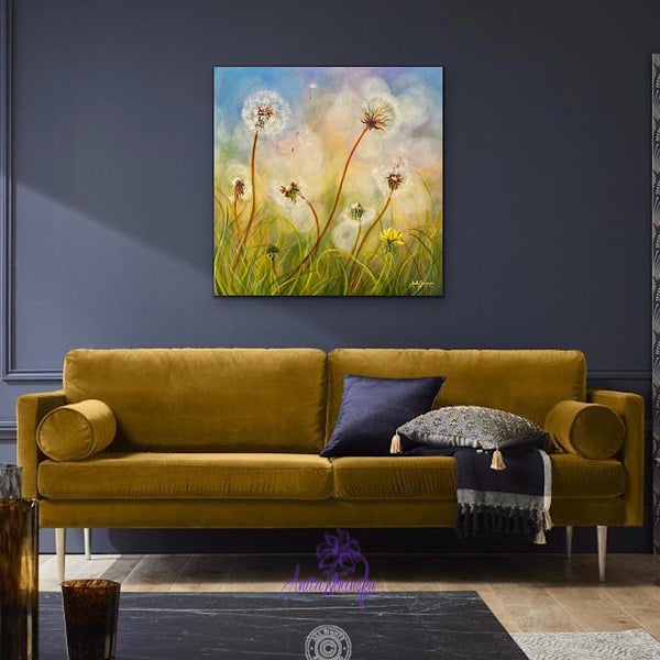 dandelion clocks meadow painting by anita nowinska