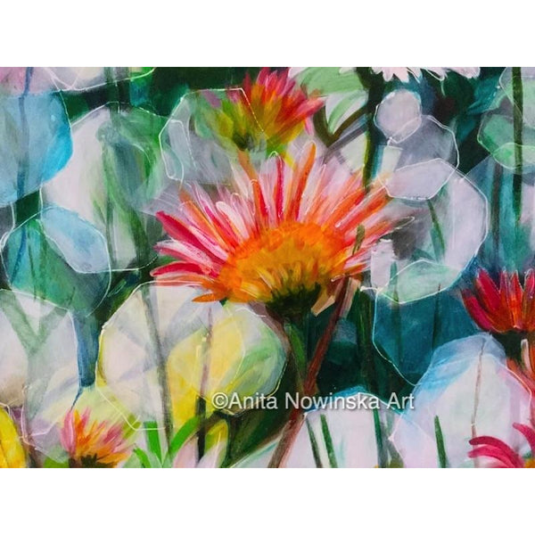 dappled daisie, daisy flower painting, anita nowinska