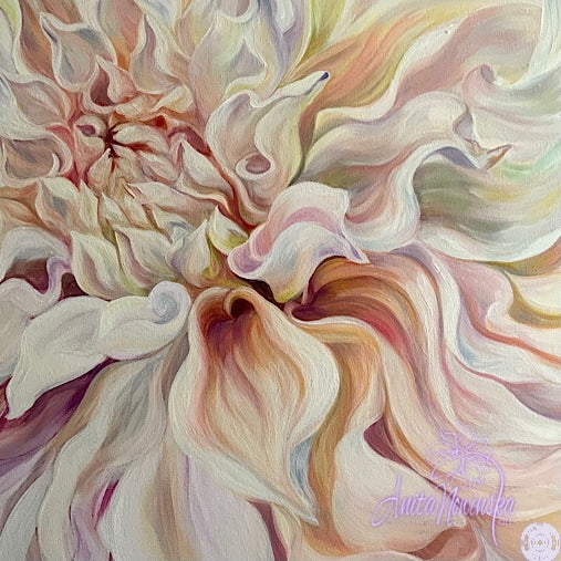 detail og big dahlia painting by anita nowinska
