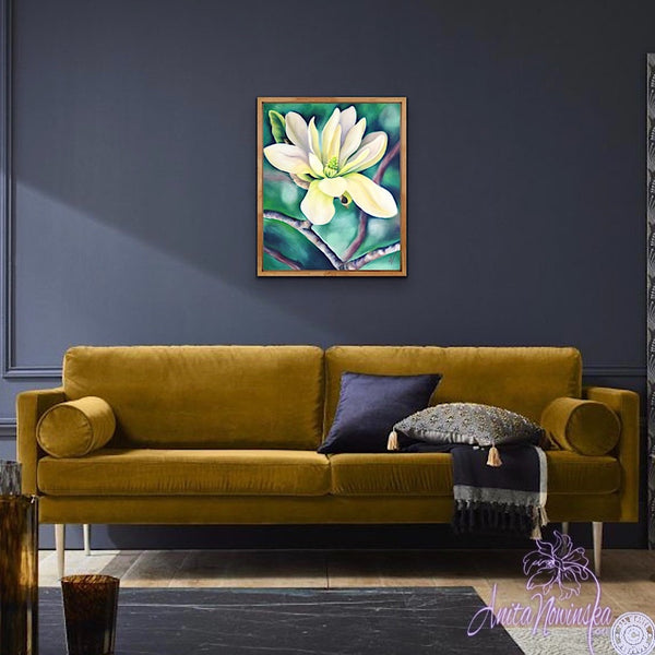 Elegance- White magnolia Flower Painting