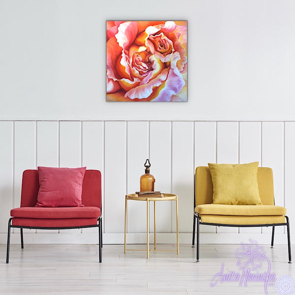 Integrity- Peach Rose Flower Painting