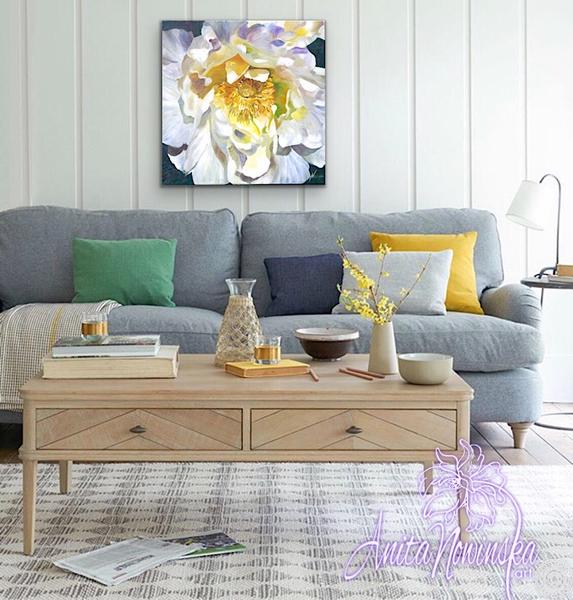 Anticipation- White Peony Flower painting