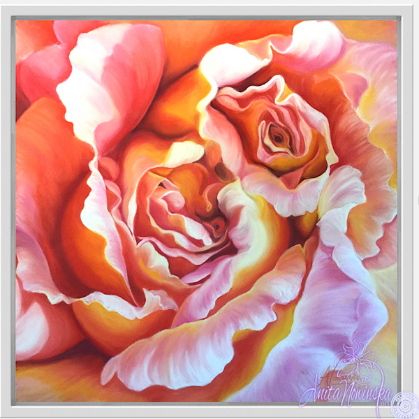 Integrity- Peach Rose Flower Painting