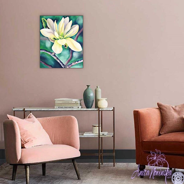 Elegance- White magnolia Flower Painting