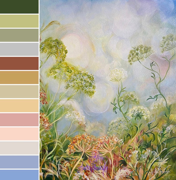 hedgerow wild flower painting by Anita Nowinska