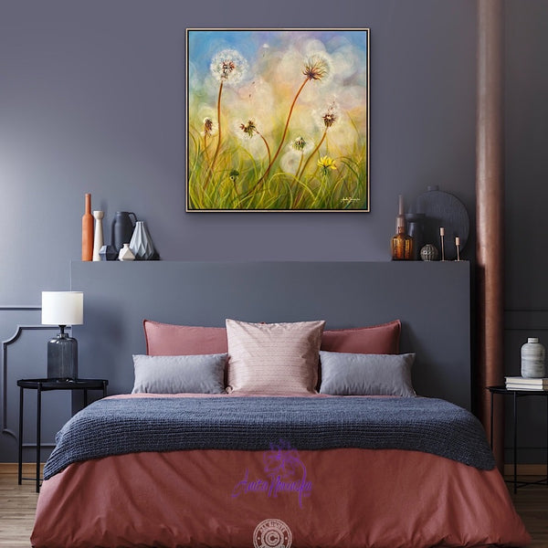 dandelion clocks meadow painting by anita nowinska