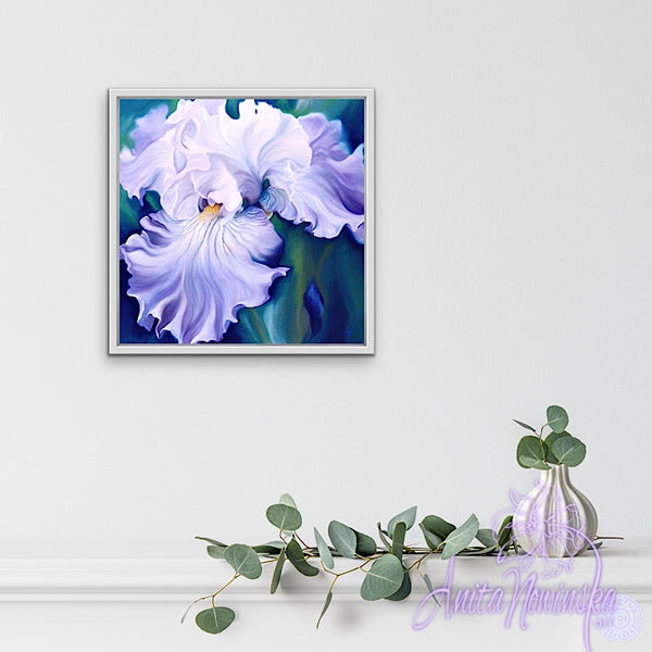 Romance i- Pale Blue Iris Flower Painting
