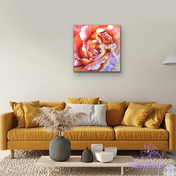 Integrity- Peach Rose Flower Painting