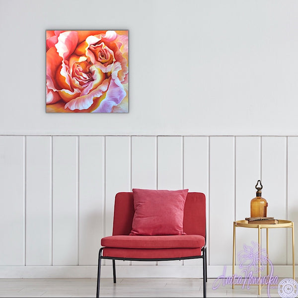 Integrity- Peach Rose Flower Painting