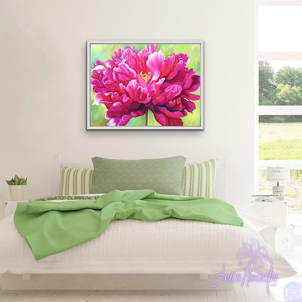 Confidence- Cerise Peony Flower Painting