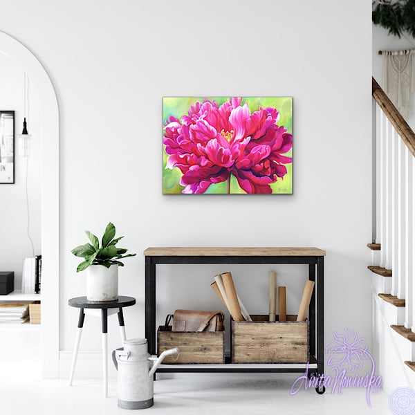 Confidence- Cerise Peony Flower Painting