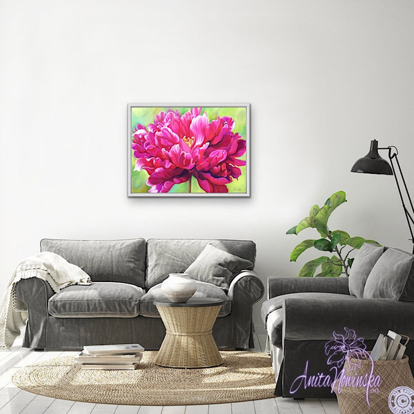 Confidence- Cerise Peony Flower Painting