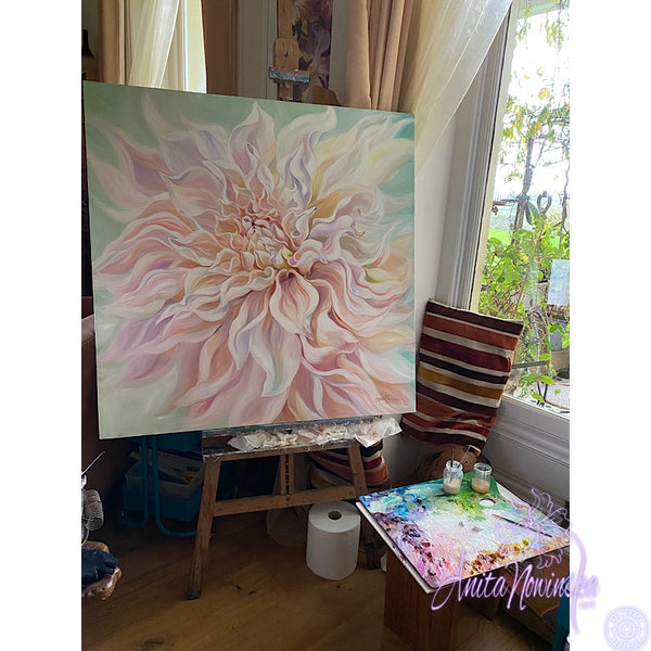 'Precious'- Cafe au Lait Dahlia Flower Painting