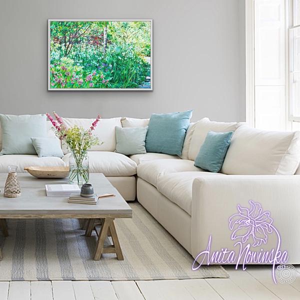 print of garden painting with path & trees by Anita nowinska
